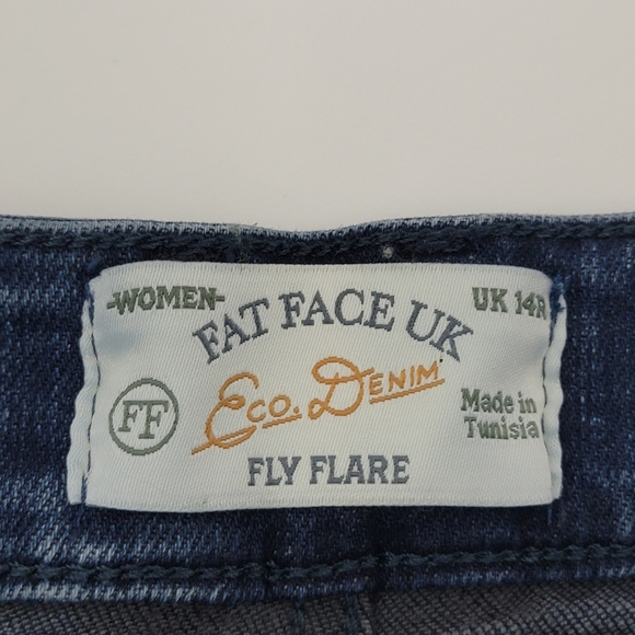 Fat Face UK Fly Flare 70's Inspired Denim Blue Jeans Sz 14 R - Picture 10 of 16